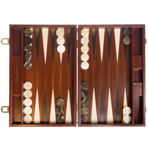 Exclusive backgammon set "Louis" made of leather, brown, large